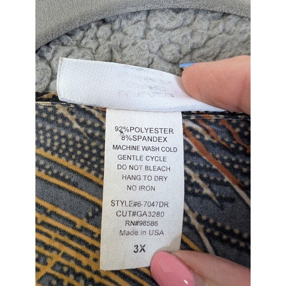 Dressbarn Tunic 3X Boho Ornate Peasant Top Bell Sleeve Brown Flowy Regencycore - Picture 13 of 14